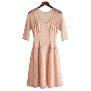 Jane Andre California Vintage 50s Peach Lace Fit & Flare Party Dress